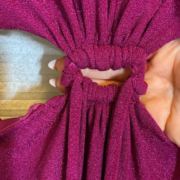 ML Monique Lhuillier Purple Metallic Knit Dress💚 - Picture 15 of 15